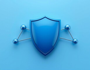 Blue 3D Shield Icon Symbol of Protection and Security