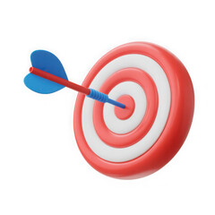 Target arrow icon success blue. Dart on target dartboard. 3d isolated on white background