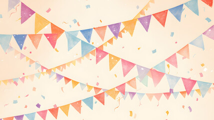 flat pastel illustration triangle bunting flag