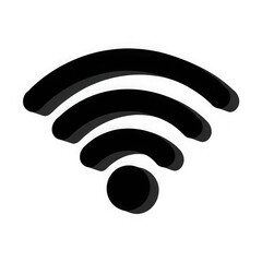 WiFi Signal Icon in Bold Black Silhouette – Wireless Network Connection Symbol Isolated on Transparent Background