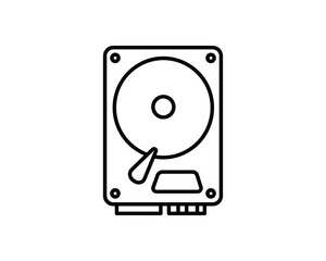 Fototapeta premium Hard Disk Drive Outline Icon Internal Computer Storage Component for Data Retention and System Memory