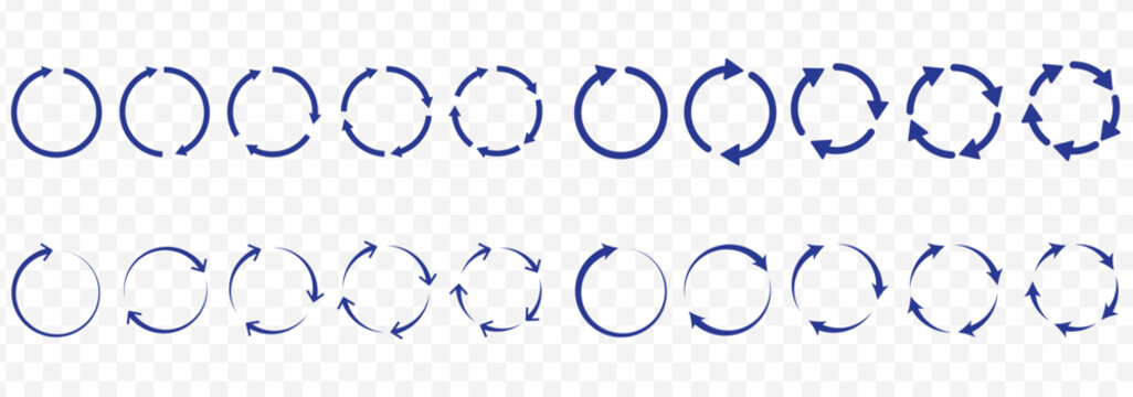circle arrow icon set. Blue circular arrow icon, refresh, reload arrow icon symbol sign. Blue Reload vector icon set. repeat vector. restart or reset sign. Repeat cycle symbol. Blue rotation arrow.EPS