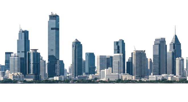 city skyline of bangkok thailand Isolated on PNGs transparent background,  Use for visualization in architectural presentation 45118235 1