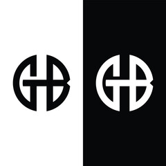 Creative rounded initial letters GHB logo Stock Vector.