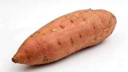 Sweet Potato Close-Up: Raw Root Vegetable on White