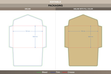Letter envelope dieline refined through vector layout providing improved printing structure and balanced packaging format clean die line panels enhance its professional appeal