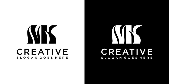 MK or KM initial letter logo design vector