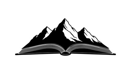 Open book forming mountain landscape with transparent background