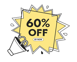 60 percent off discount badge vector illustration, isolated on white background