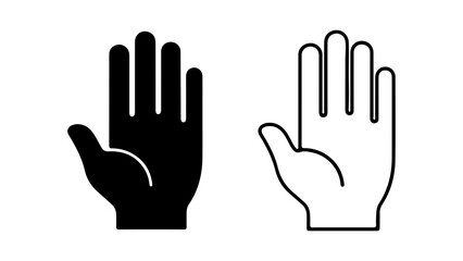 Hand icons with outline and solid fill with transparent background