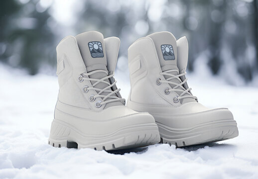 Durable Winter Boots Mockup In Snow Psd