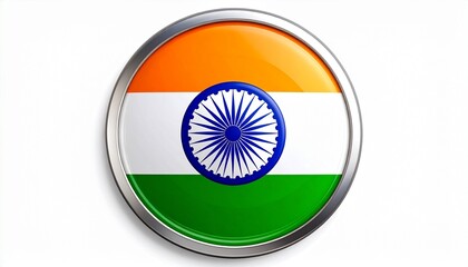 A circular badge-style rendering of the Indian flag