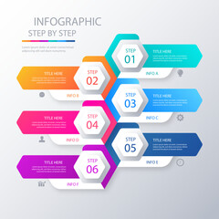 6 Step Hexagon Infographic Template