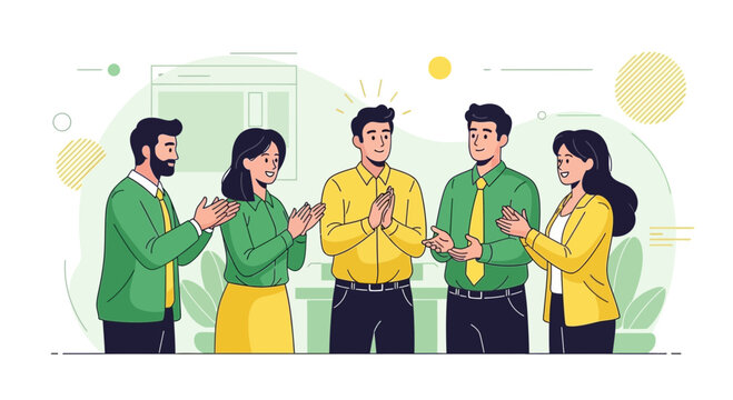 Team Applauding Success And Congratulating A Colleague After A Successful Achievement