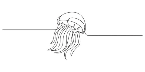 Elegant Continuous Line Drawing of a Jellyfish,Elegant Jellyfish Continuous Line Art,Continuous Line Art Jellyfish Drawing