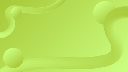 abstract green lime gradient background with flowing 3d lines and spheres with copy space