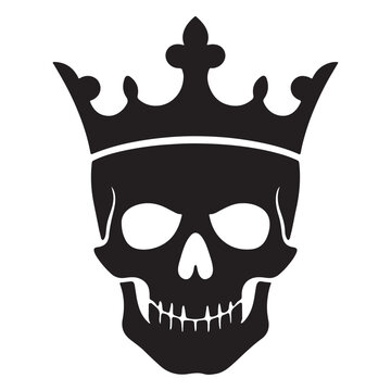 Silhouette of a skull topped with a regal crown vector illustration