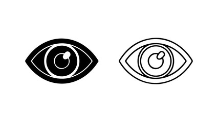 Eye icons with outline and solid fill with transparent background