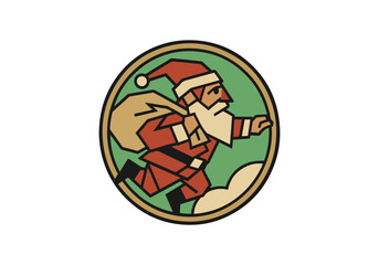 Christmas Badge Stamp Hand Drawn Illustration Vector Asset by AZ for UI/UX, Emblem, Patch, Logo, Print