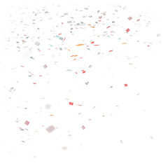 Dynamic celebration with falling red and silver confetti, perfect for party invitations, holiday promotions, or adding festive flair to any project