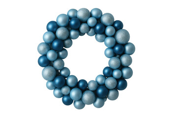 Obraz premium Christmas wreath decorating door, wall for holiday season, made of blue glittering ornaments on transparent background