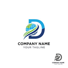 Creative logo design featuring a globe and the letter D, perfect for global businesses.
