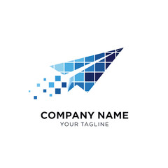 Digital paper airplane logo representing technology and innovation for business.