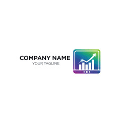 Colorful Business Analytics Logo Design with Upward Trend Arrow.