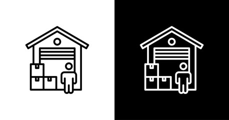 Warehouse Worker White Icon Set Design