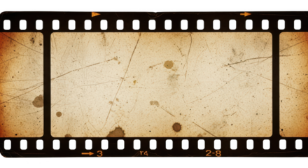 Vintage old film strip frame with scratches and dust texture for retro movie design