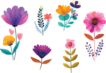 set of flowers vector