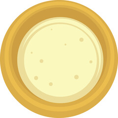 Flatbread in a Wooden Steamer Basket Top View Minimalist Design Creamy Yellow and Golden Brown Colors