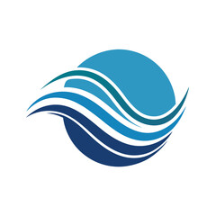 Blue and Teal Circular Logo with Flowing Wave Design Keywords: water, wave, sea, ocean, blue, teal, abstract, symbol, logo, design, icon, circular