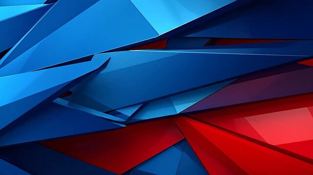 Abstract geometric artwork, angular shards in blue and red