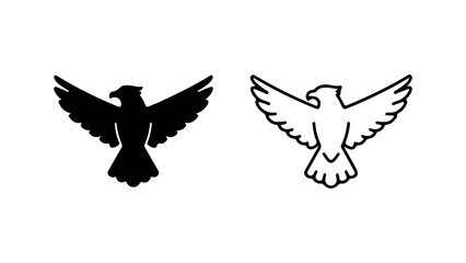 Eagle wings with outline version with transparent background