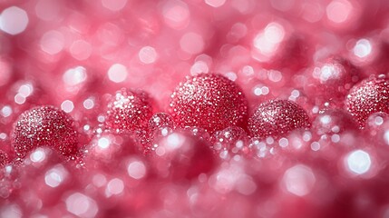 Shimmering spheres and out-of-focus highlights, awash in a sea of magenta, evoking a festive mood