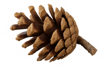 Pine cone element showing natural patterns for autumn and christmas design, transparent background
