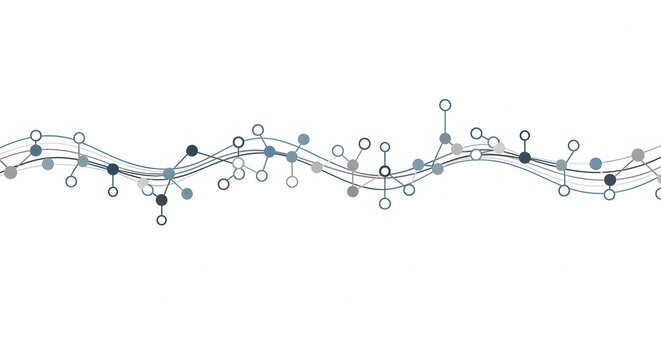 Conceptual illustration of a complex wavy molecule or data stream, representing scientific research, technology, and network systems