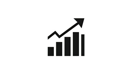 3D business bar graph with an arrow showing financial growth and success on a white background