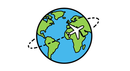 Travel the World Airplane Circling Globe, Exploring Global Destinations and Adventures