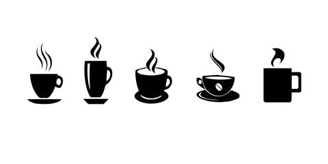  silhouette of a coffee mugs with arms outstretched isolated on white background silhouette