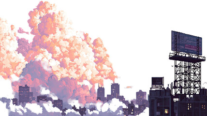 Industrial power plant with smoke from a chimney against a blue sky, symbolizing air pollution and energy in the city