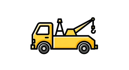 Naklejka premium Yellow Tow Truck Illustration - Roadside Assistance and Vehicle Recovery.