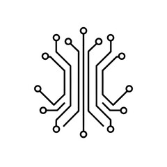 Circuit board symmetrical design on transparent background