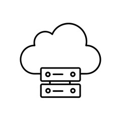 Cloud computing server outline on transparent background