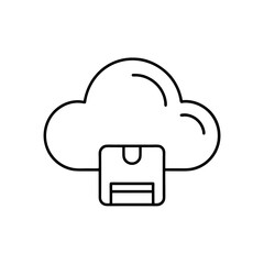 Cloud with a diskette outline on transparent background