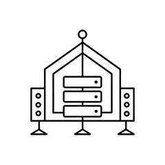 Server rack outline illustration on transparent background