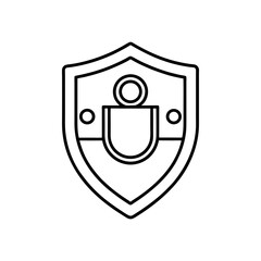 Shield with person inside icon on transparent background