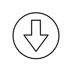 Arrow pointing down in a circle on transparent background