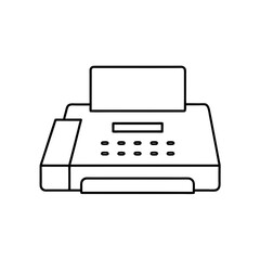 Outline drawing of a fax machine on transparent background